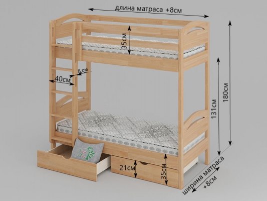 Двухъярусная кровать Vita Mia Aldo ( Альдо ) с ящиками 3