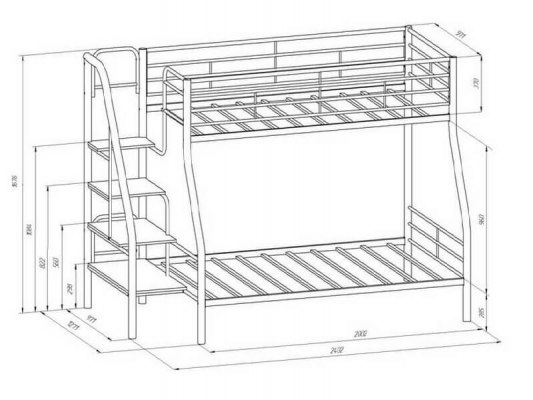Кровать двухъярусная металлическая Толедо-1П 3