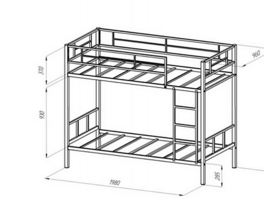 Кровать двухъярусная металлическая Севилья - 2 3