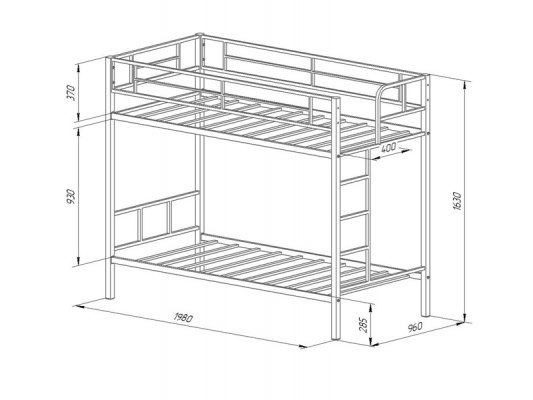 Кровать двухъярусная металлическая Севилья 3